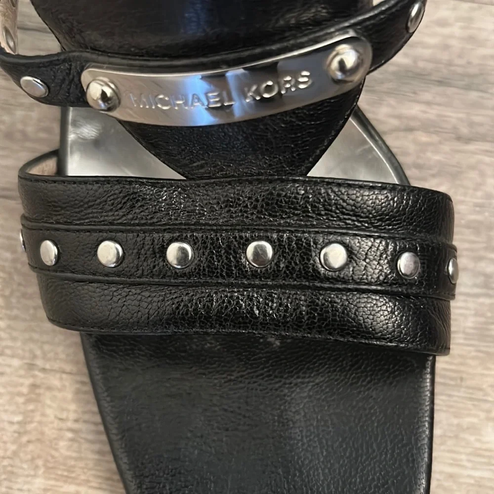 Michael Kors black leather studded heeled Sandal. Size 7.5 sporting a 4” heel - Picture 4 of 10